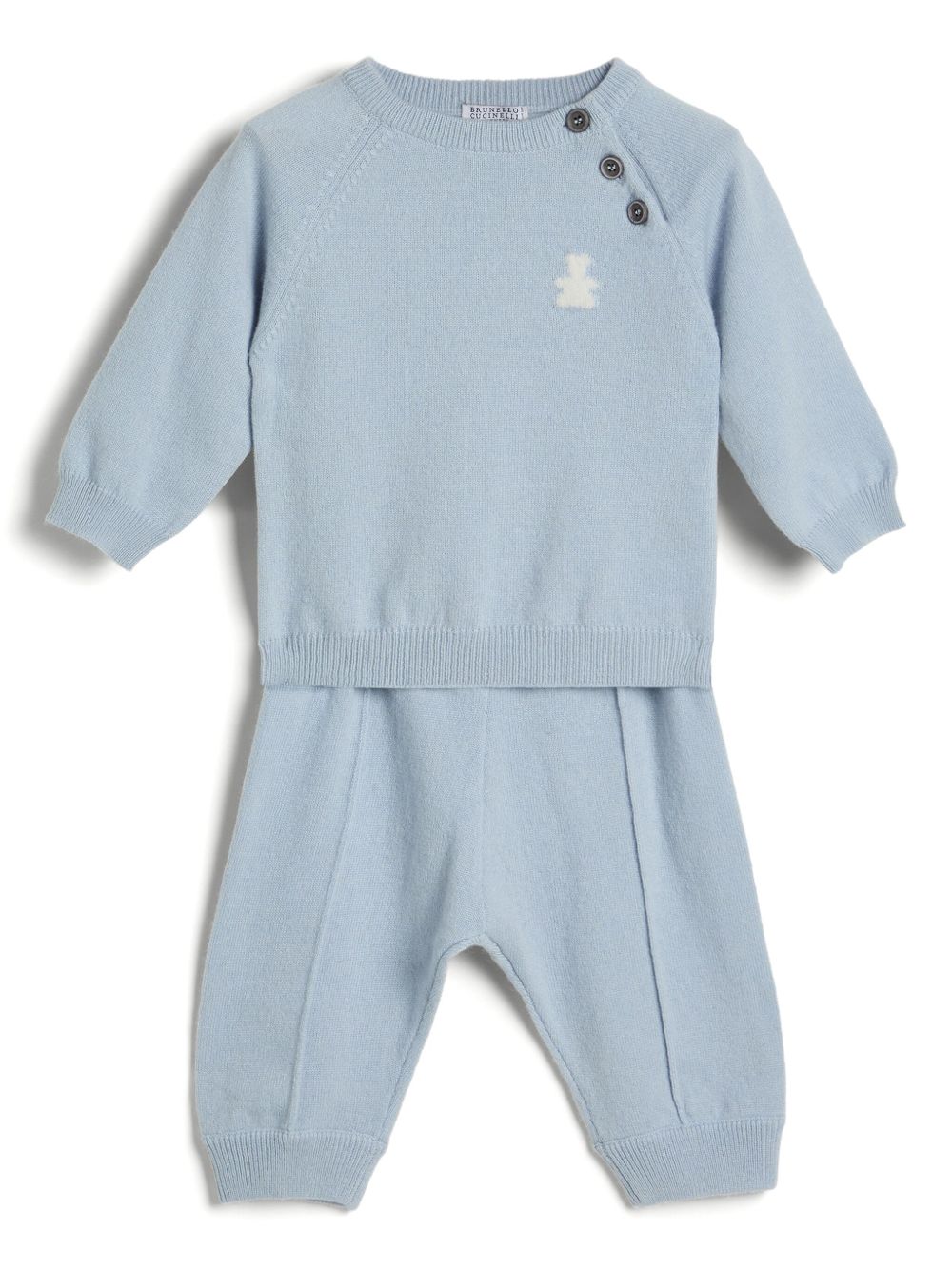 Brunello Cucinelli Kids Baby Bernie 针织配套套装 - 蓝色