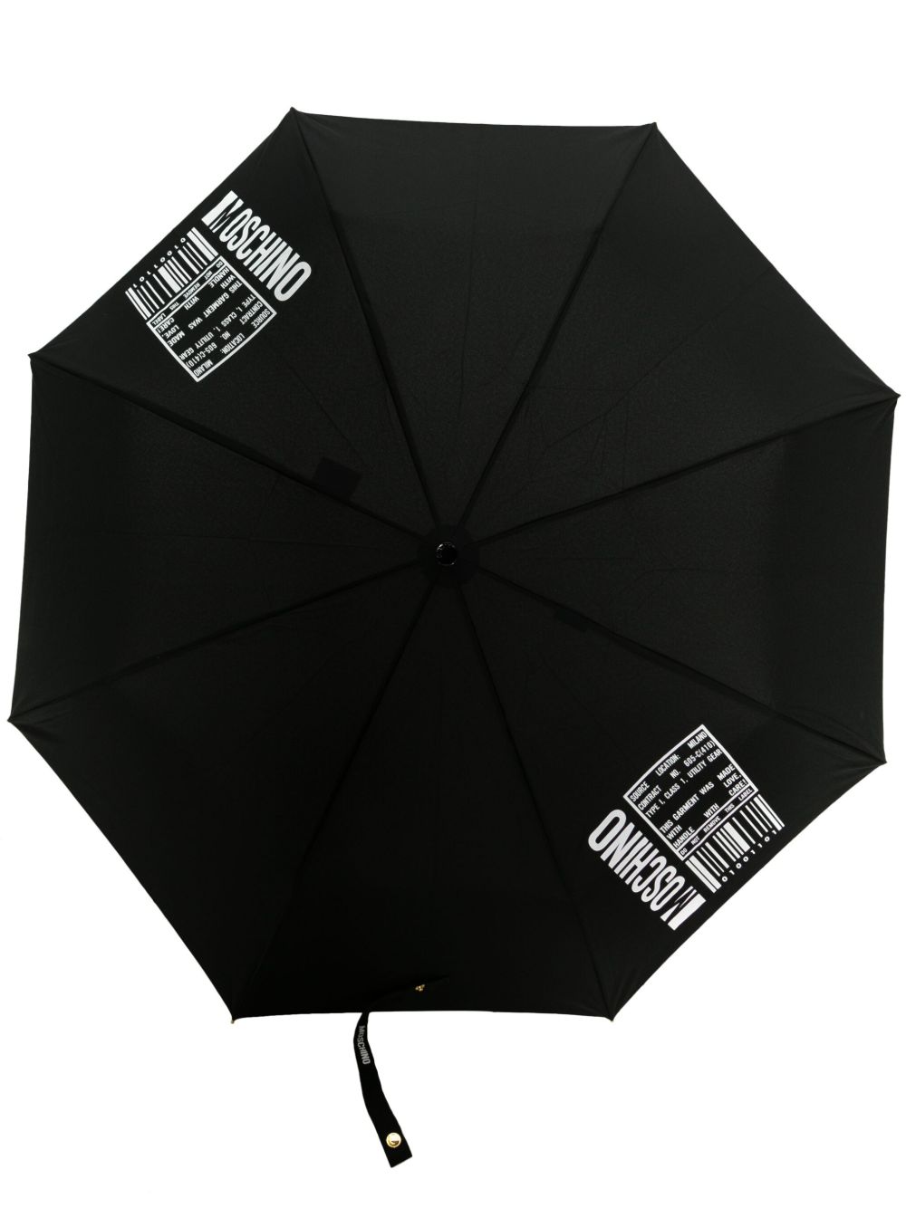 Moschino 条形码印花可折叠雨伞 - 黑色