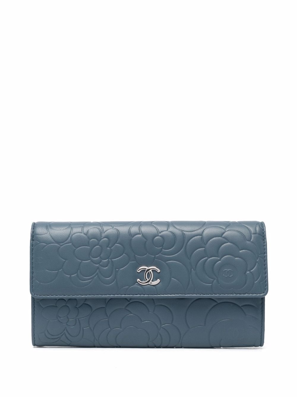 CHANEL Pre-Owned CC Camélia 长款钱包（2012年典藏款） - 蓝色