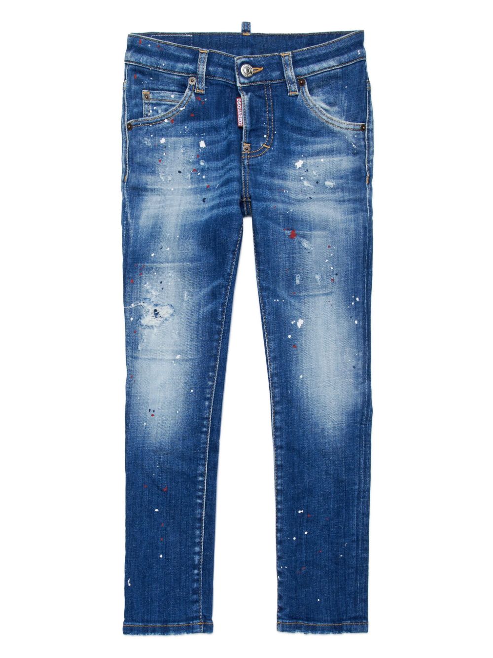 DSQUARED2 KIDS 标贴棉混纺牛仔裤 - 蓝色