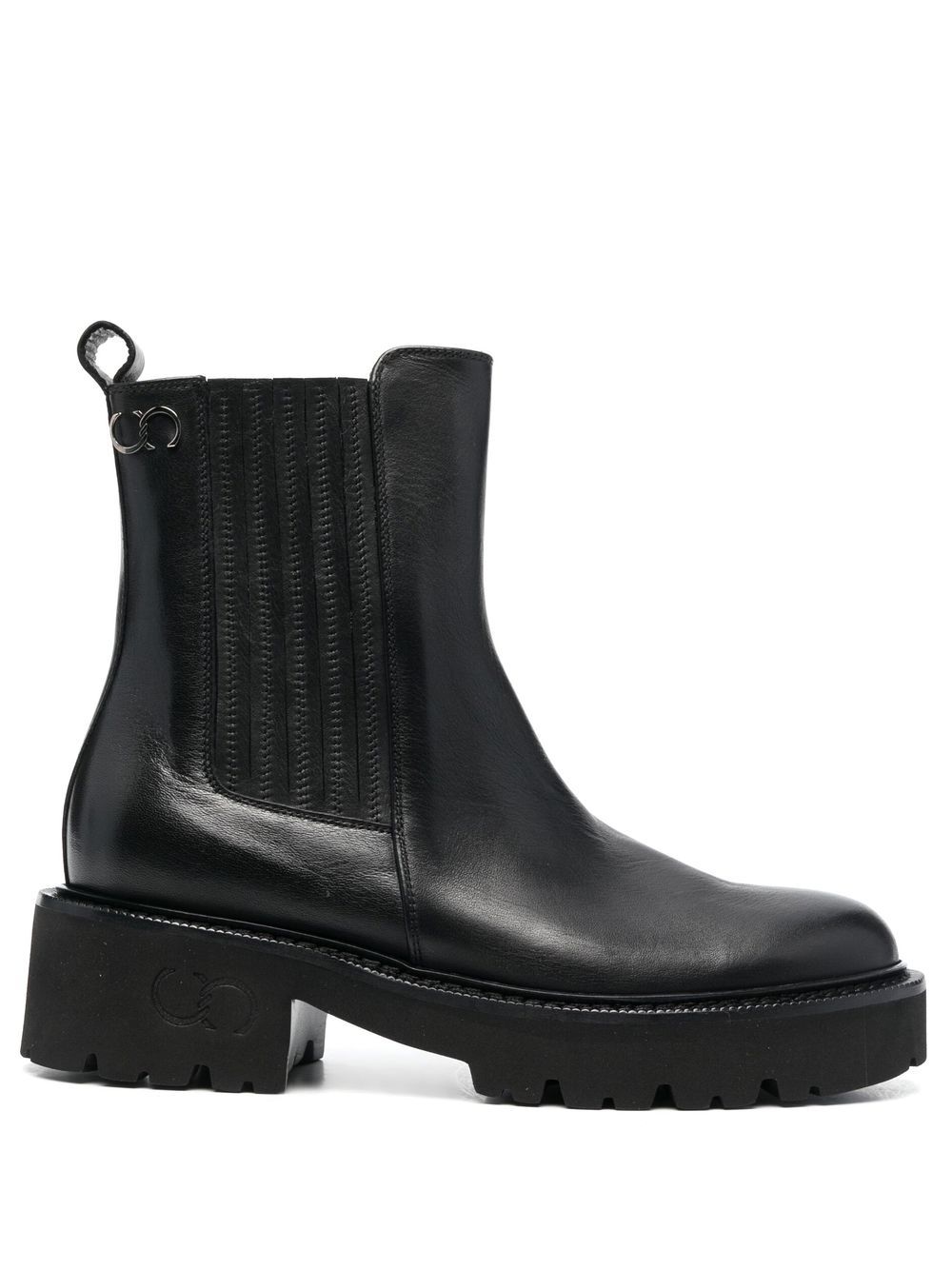 Casadei 厚底皮质切尔西靴 - 黑色