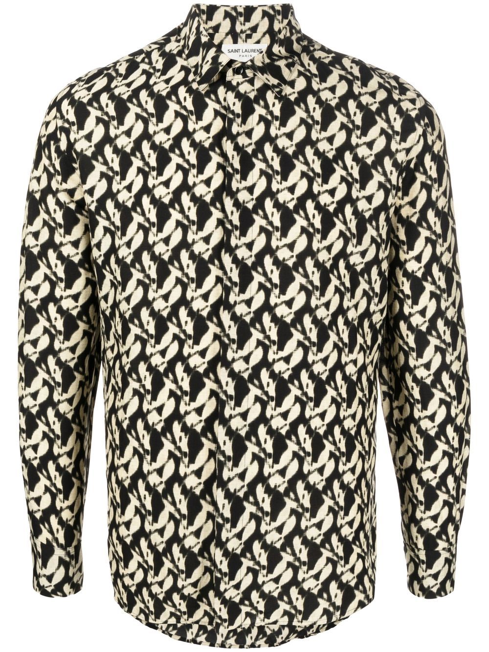 Saint Laurent 抽象印花棉衬衫 - 黑色