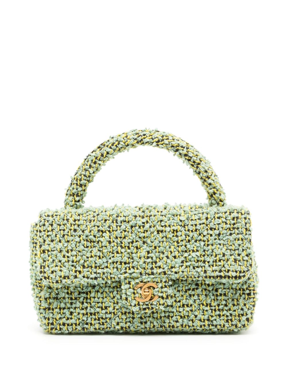CHANEL Pre-Owned CC 旋扣粗花呢手提包（1992年典藏款） - 绿色