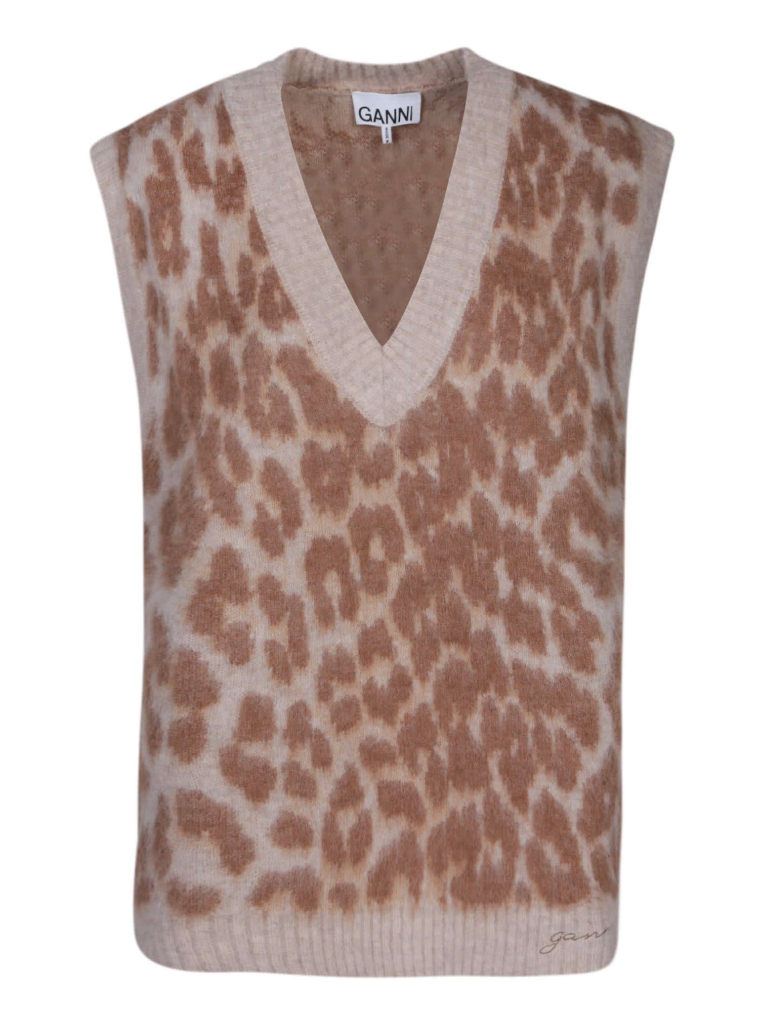 Ganni Leopard Jacquard Vest