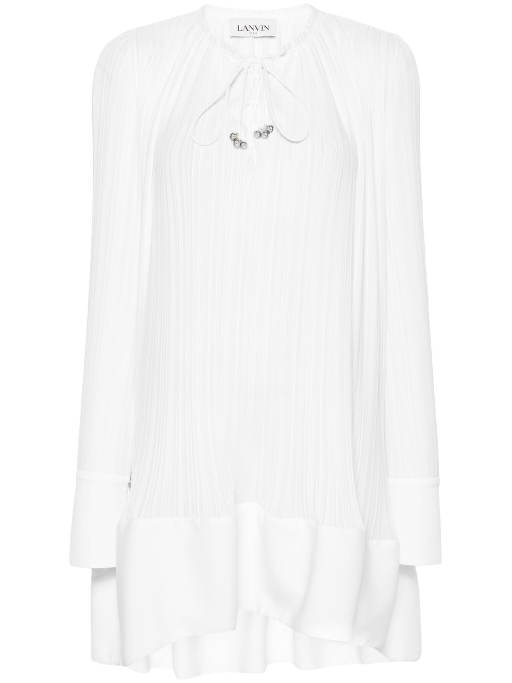 Lanvin 百褶迷你连衣裙 - 白色