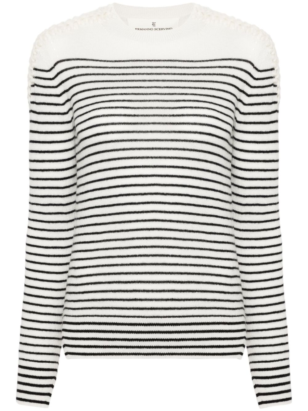Ermanno Scervino 条纹毛衣 - 白色