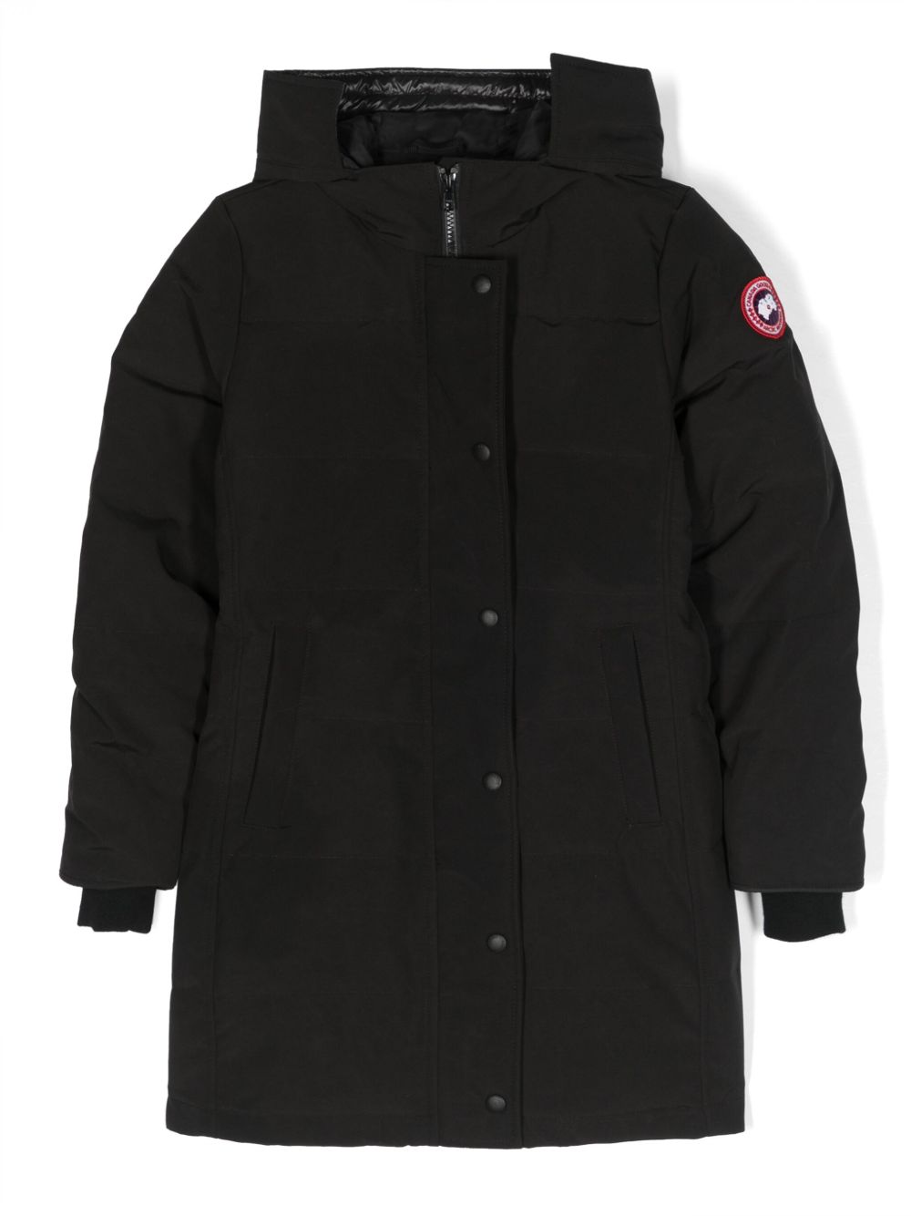 Canada Goose Kids 标贴连帽填充外套 - 黑色