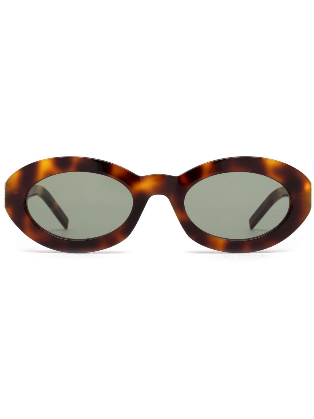 Saint Laurent Eyewear Monogram Hinge 椭圆形镜框太阳眼镜 - 褐色