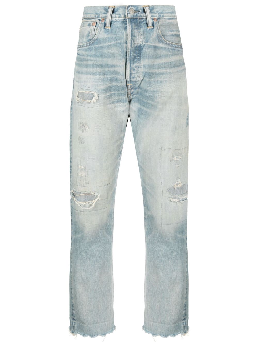 Ralph Lauren RRL 仿旧效果男友风牛仔裤 - 蓝色