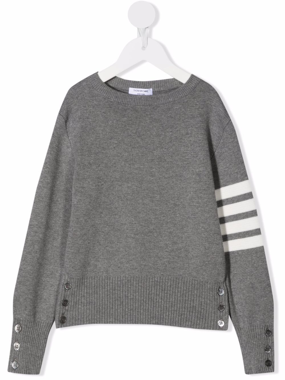 Thom Browne Kids 条纹印花卫衣 - 灰色