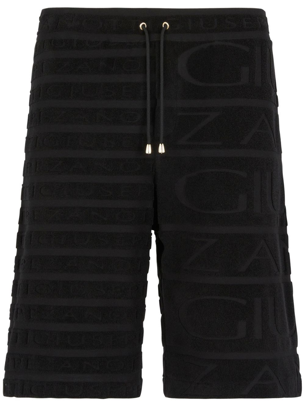 Giuseppe Zanotti logo毛巾布百慕大短裤 - 黑色