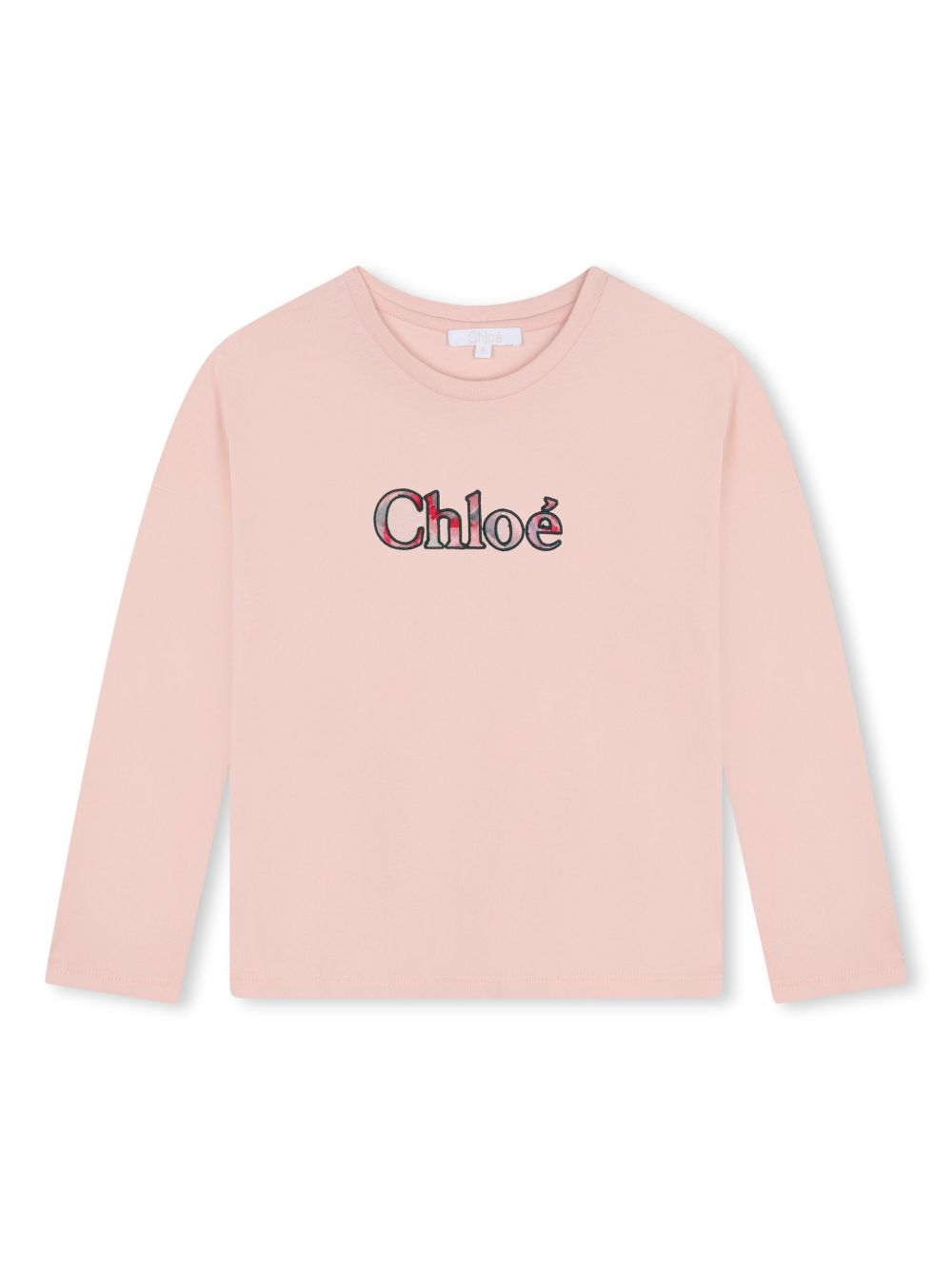 Chloé Kids 标语印花长袖T恤 - 粉色