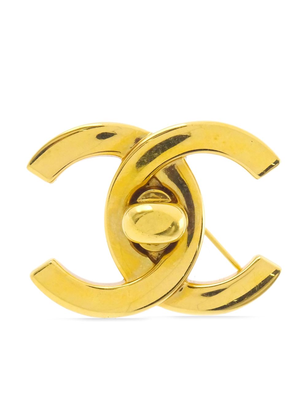 CHANEL Pre-Owned CC 旋扣胸针（1996年典藏款） - 金色