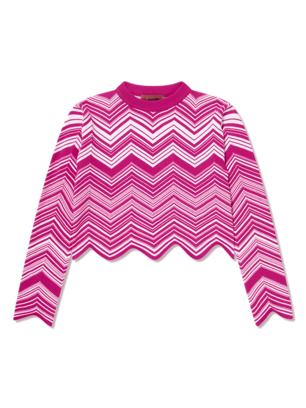 Missoni Kids Z字形图案针织短款毛衣 - 粉色