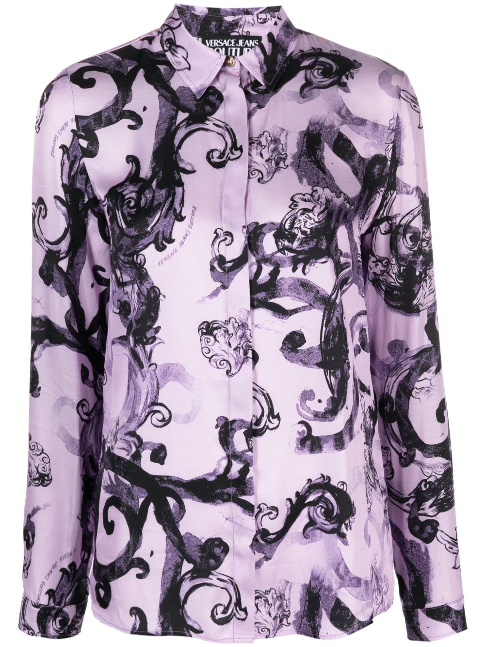 Versace Jeans Couture 绿叶印花衬衫 - 紫色