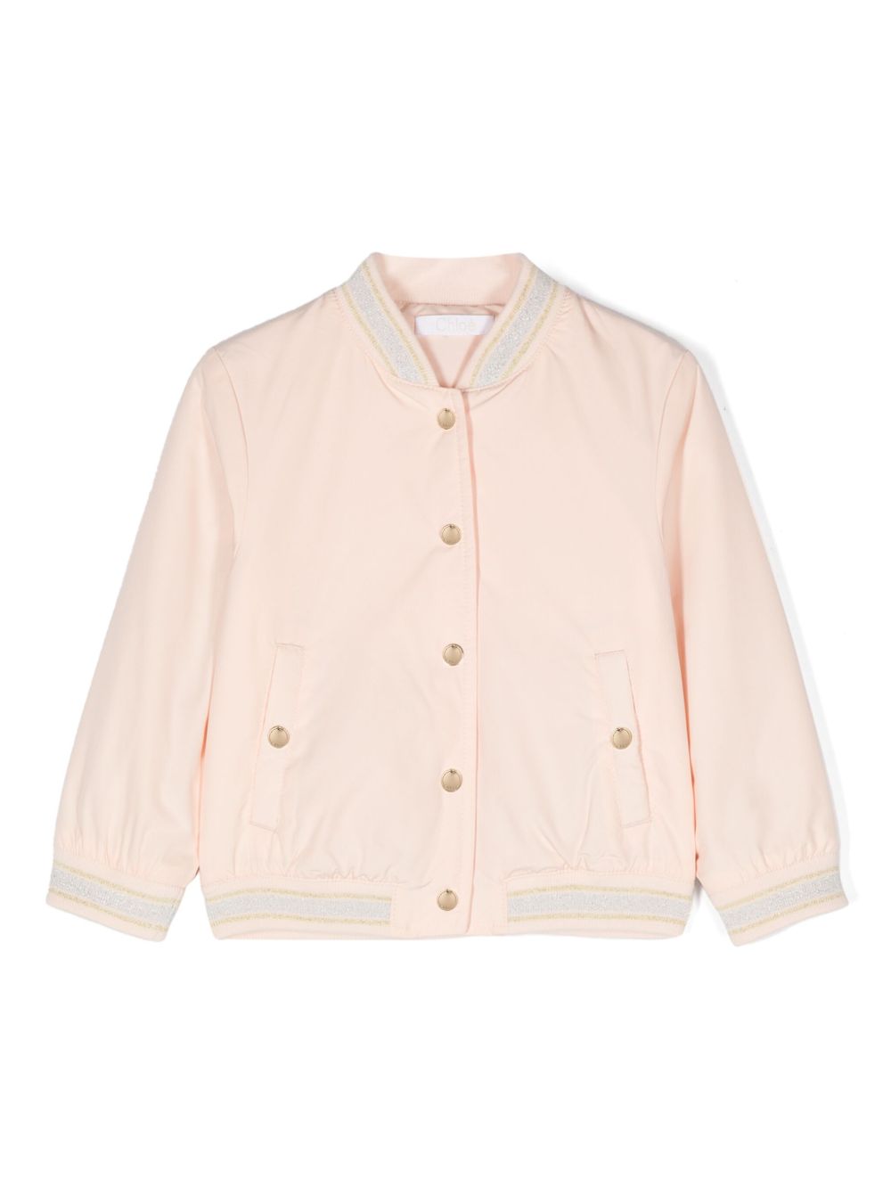 Chloé Kids logo刺绣飞行员夹克 - 粉色