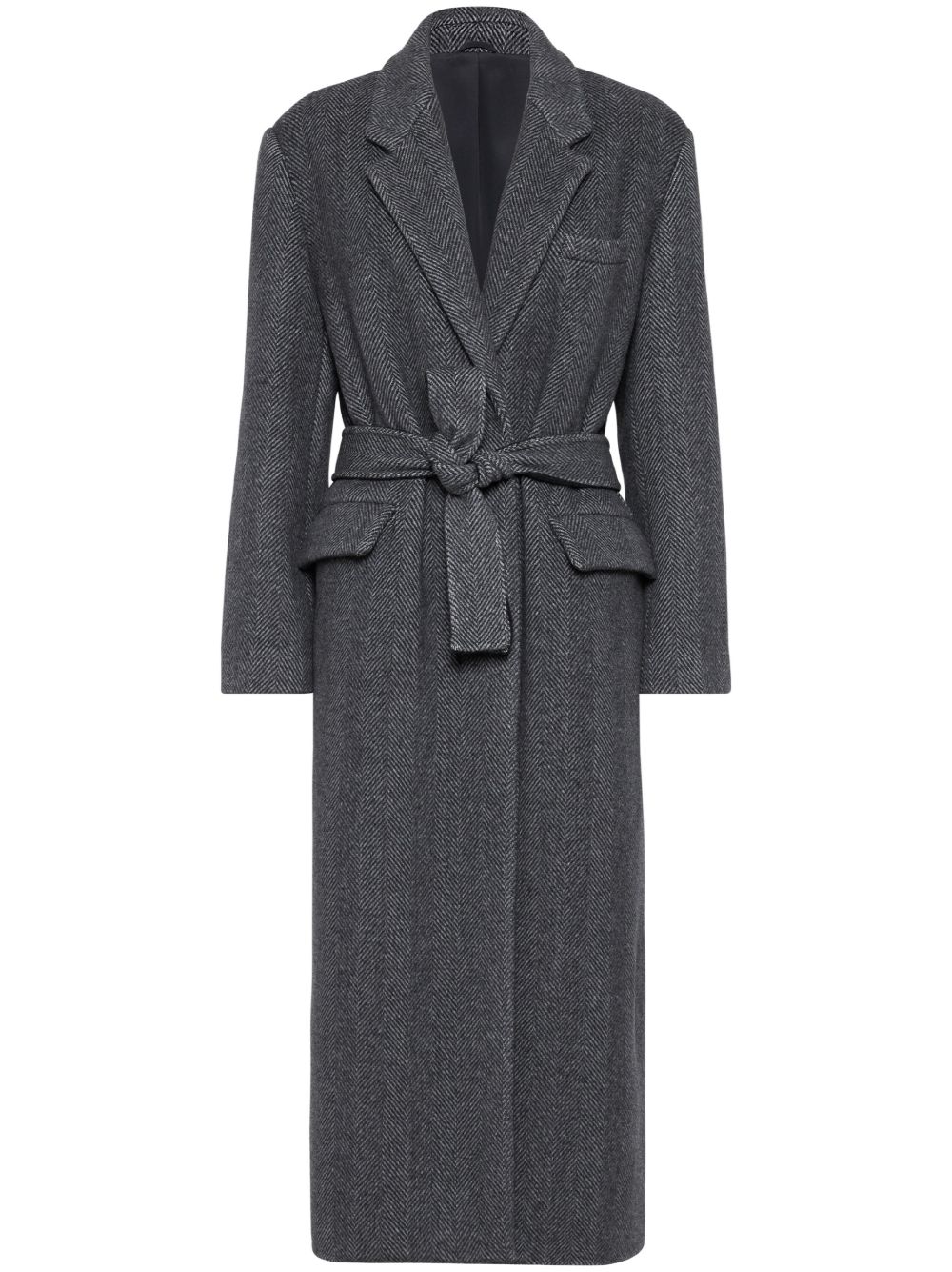 Brunello Cucinelli Monili 搭链缀饰人字纹图案外套 - 灰色