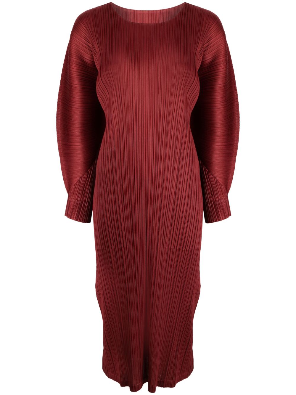 Pleats Please Issey Miyake November 细褶中长连衣裙 - 红色