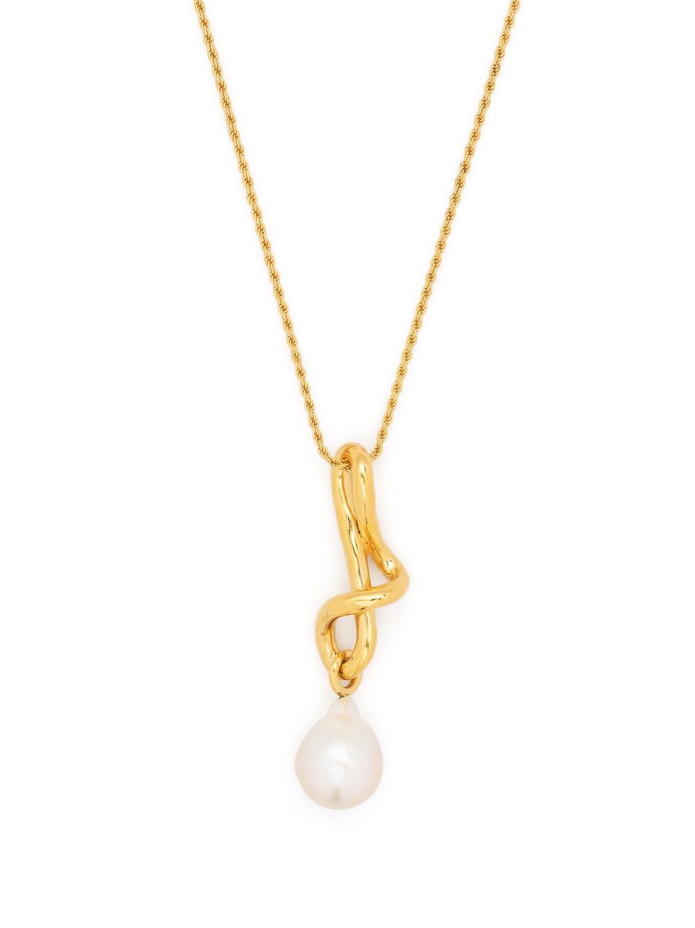 Missoma Molten Knot Pearl Drop 项链 - 金色