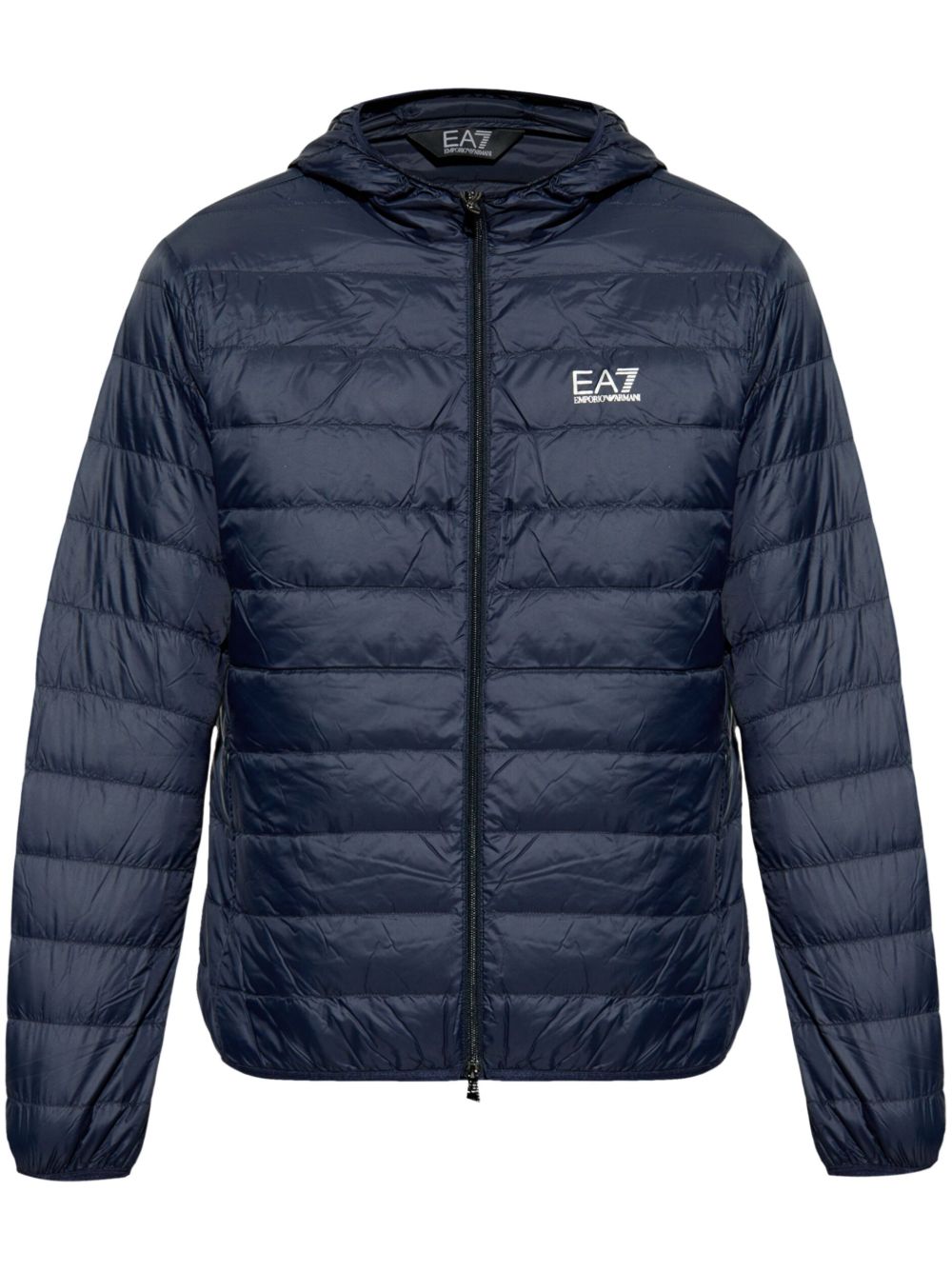 Ea7 Emporio Armani logo印花填充夹克 - 蓝色