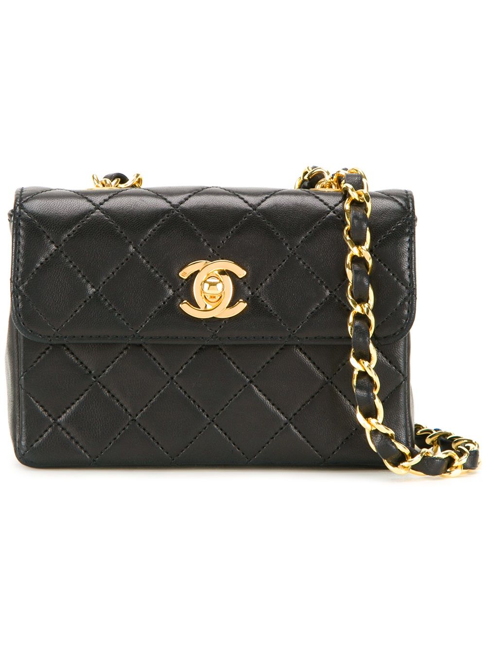 CHANEL Pre-Owned 古着迷你翻盖单肩包 - 黑色