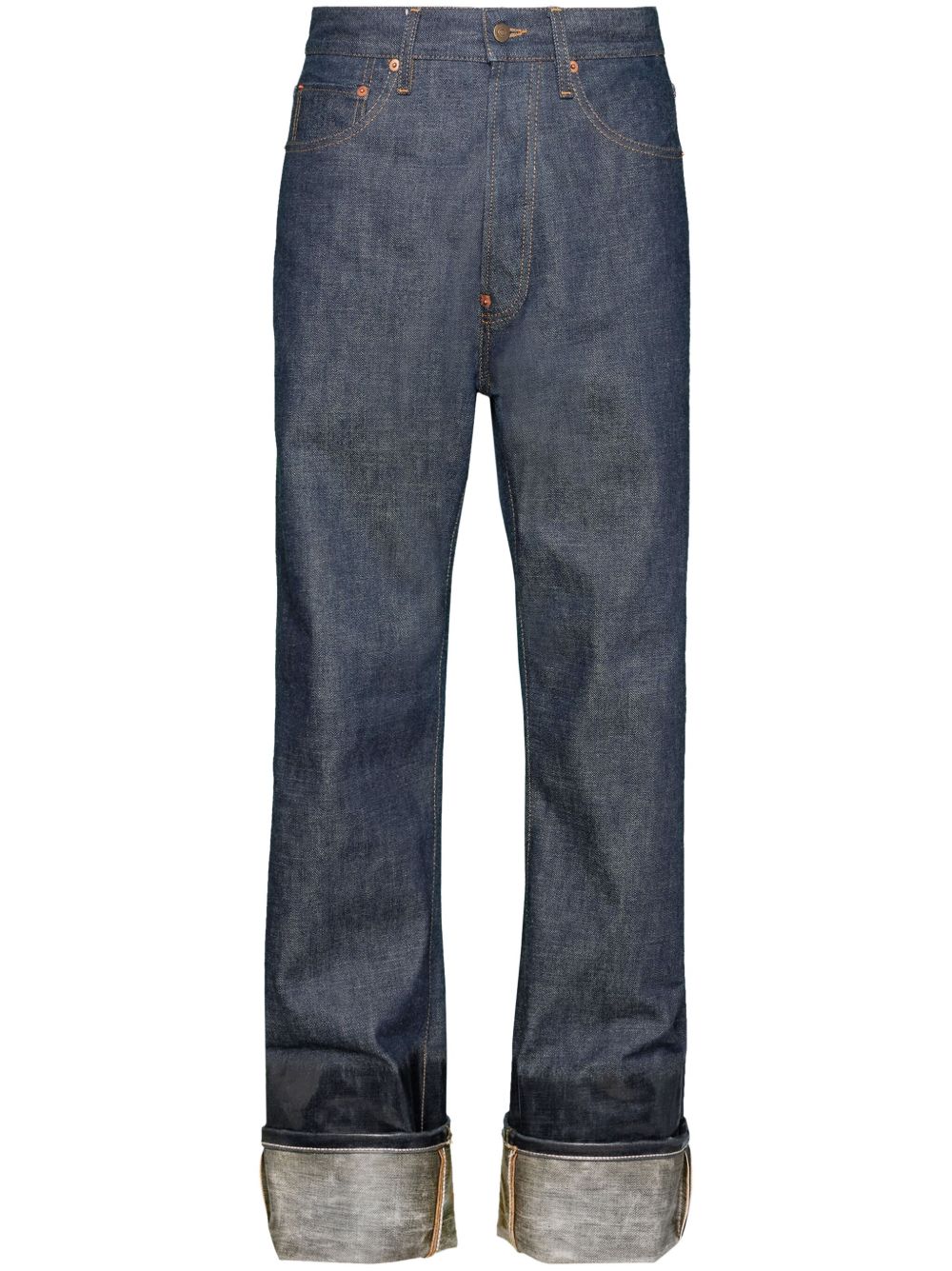 Maison Margiela Lacquered 卷边牛仔裤 - 蓝色