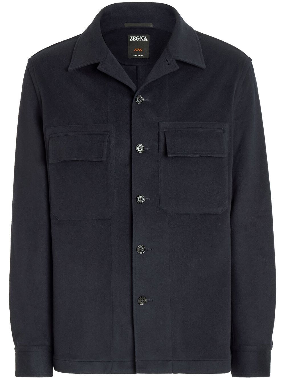 Zegna 长袖排扣衬衫 - 蓝色