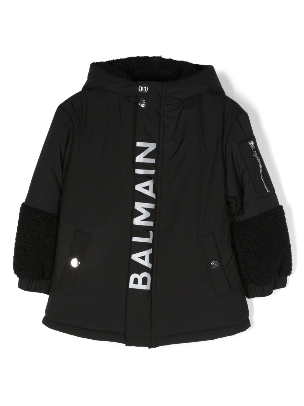 Balmain Kids logo印花填充夹克 - 黑色