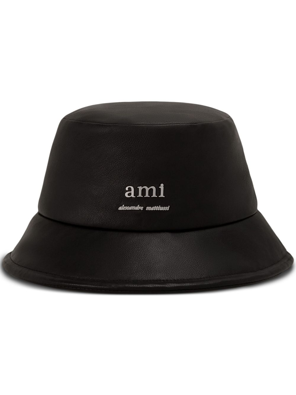 AMI Paris logo标牌皮质渔夫帽 - 黑色