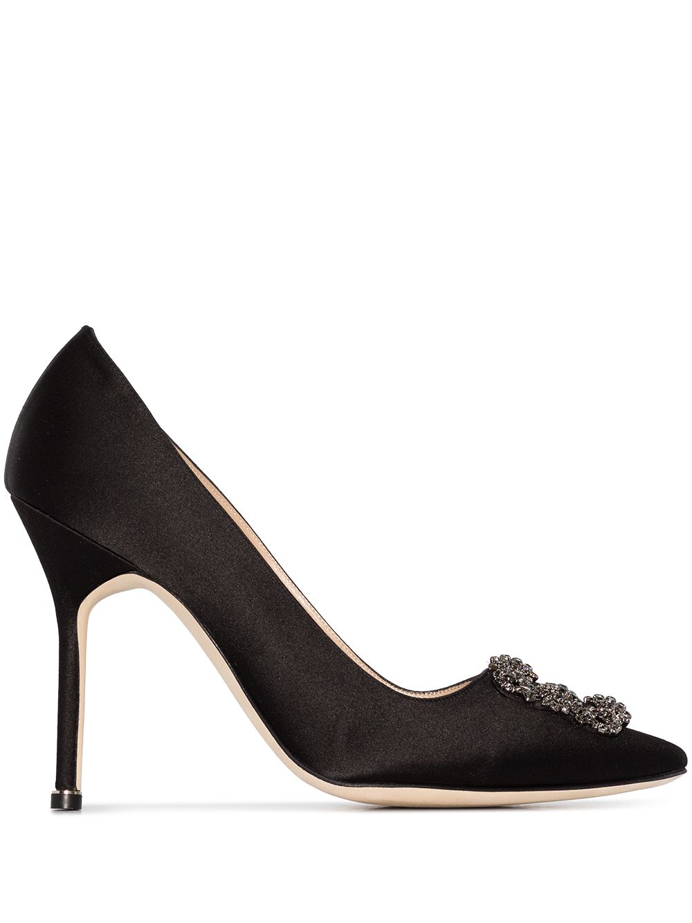Manolo Blahnik Hangisi 缎面高跟鞋 - 黑色