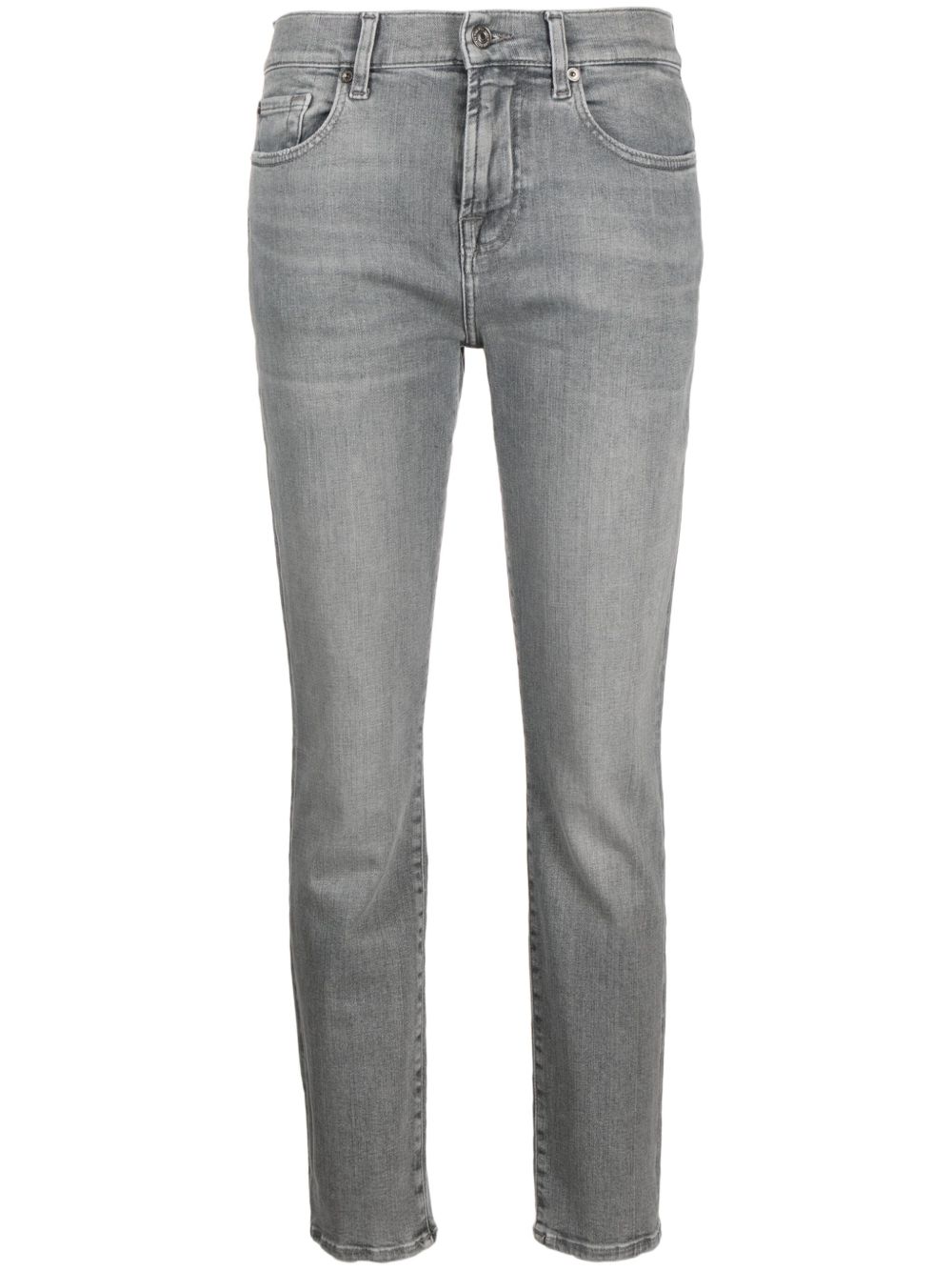 7 For All Mankind 高腰紧身牛仔裤 - 灰色
