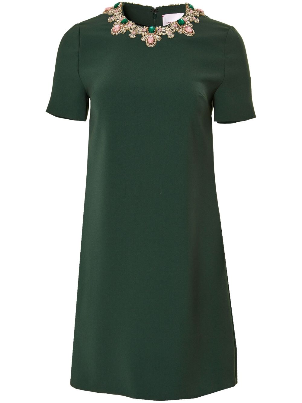 Carolina Herrera 晶饰短袖直筒连衣裙 - 绿色