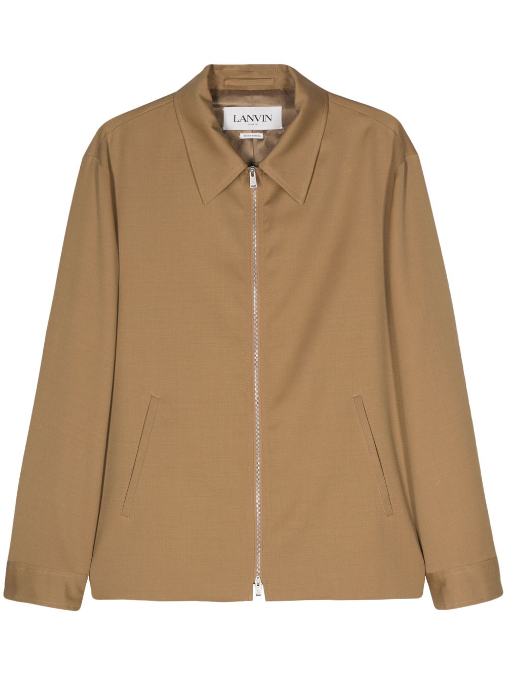 Lanvin logo 贴花羊毛夹克 - 褐色