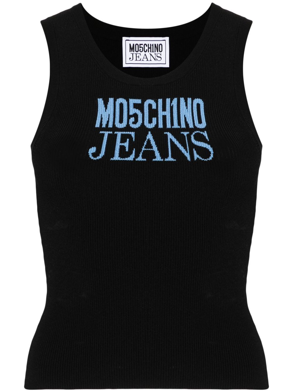 MOSCHINO JEANS logo提花罗纹坦克背心 - 黑色