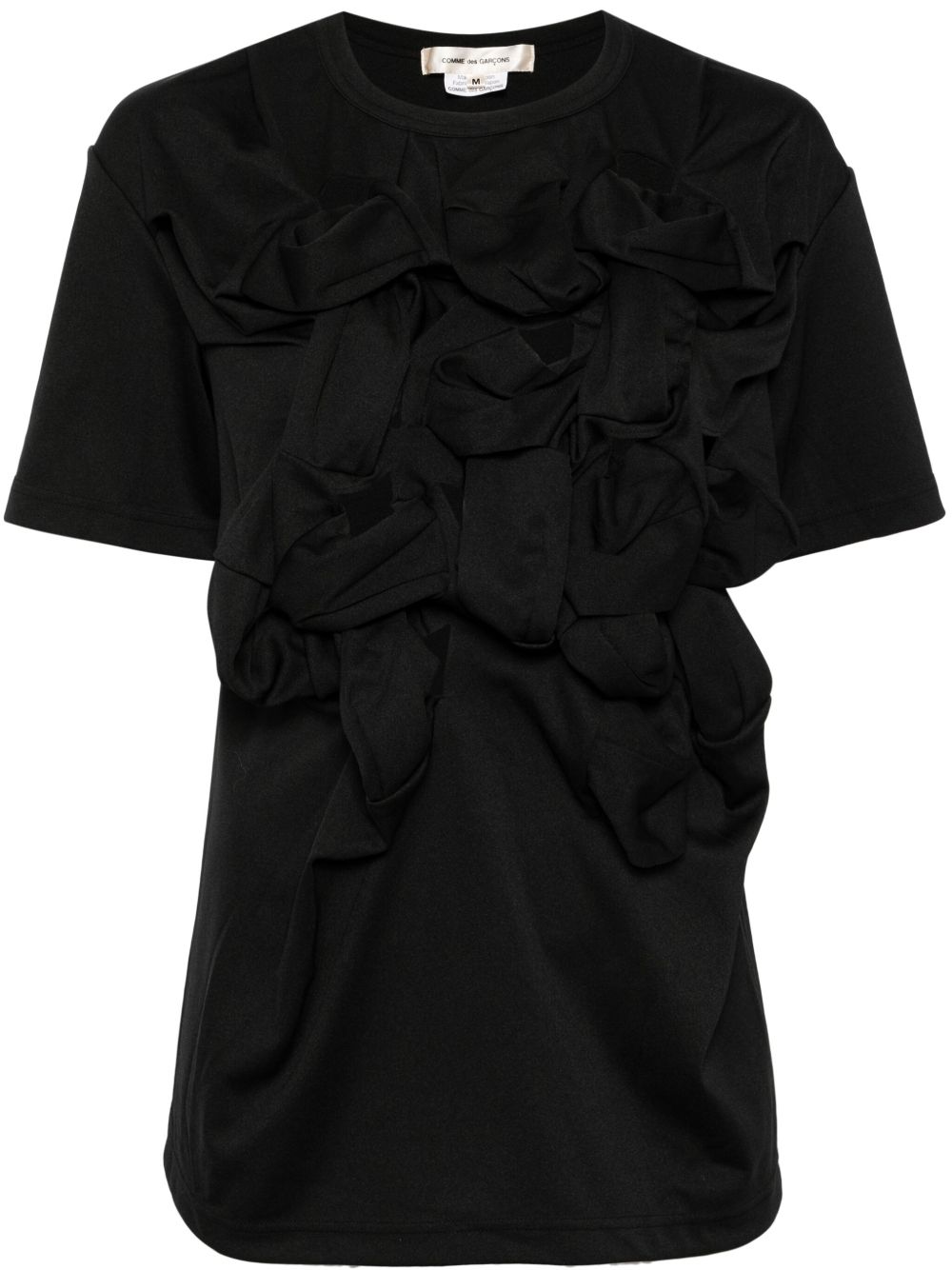 Comme Des Garçons 缩褶镂空T恤 - 黑色