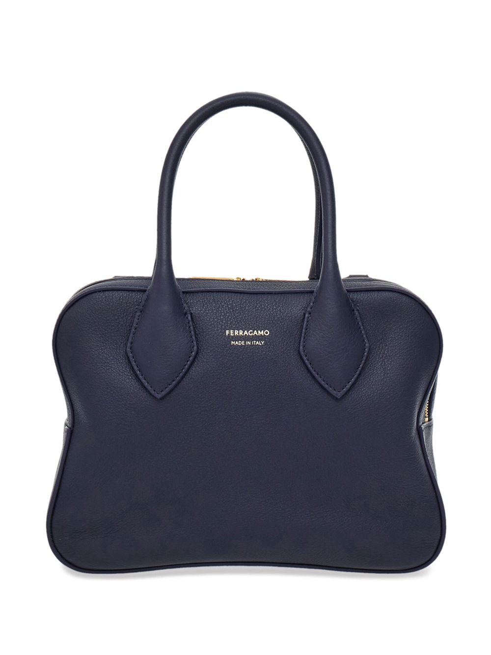 Ferragamo logo标记皮质托特包 - 蓝色