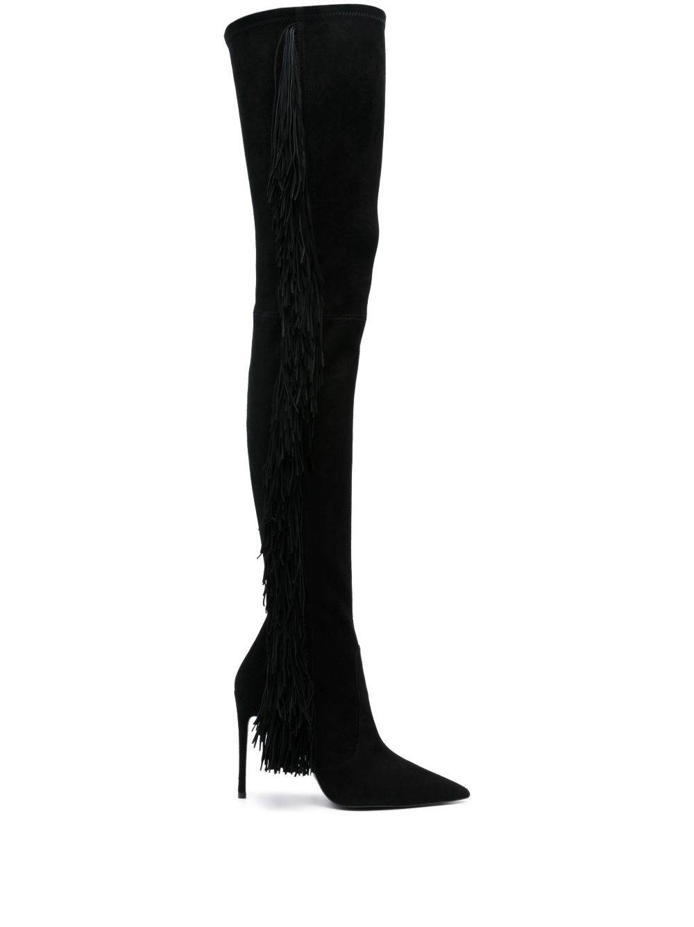 Stuart Weitzman Ultrastuart Fringe 高跟靴 - 黑色