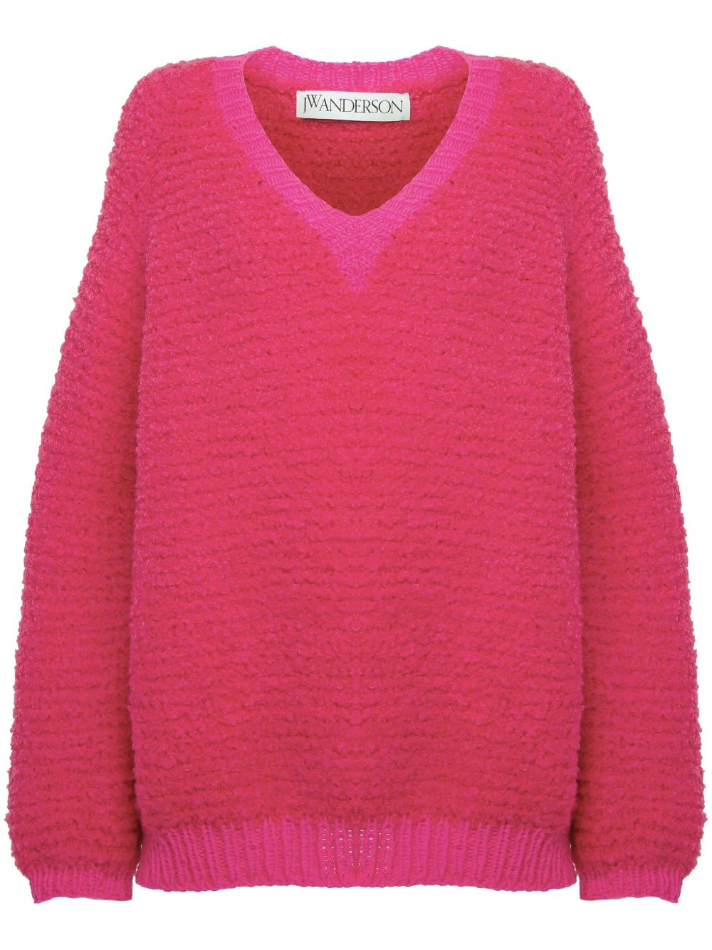JW Anderson 仿羔皮呢V领毛衣 - 粉色