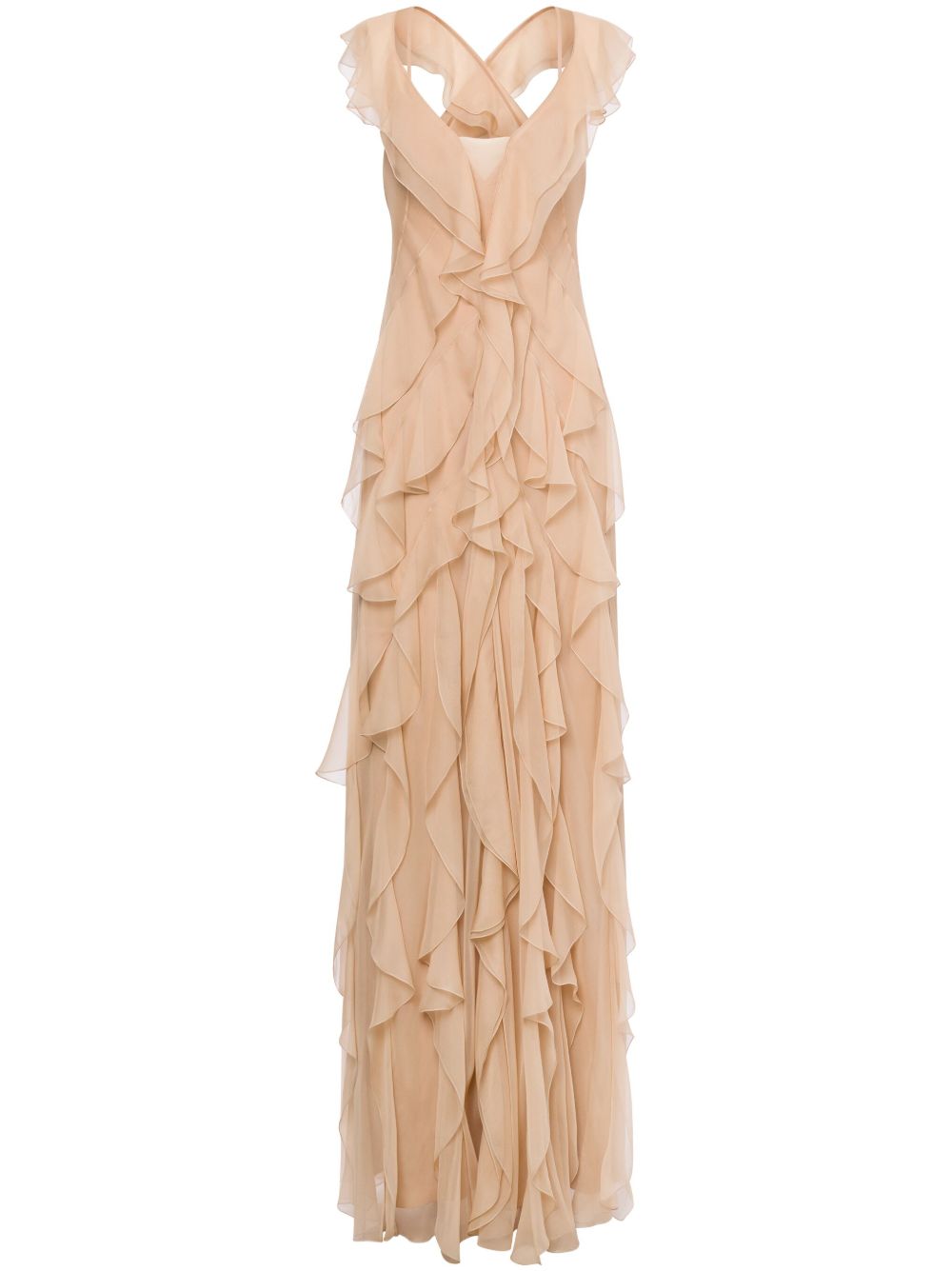 Alberta Ferretti 荷叶边礼服 - 中性色