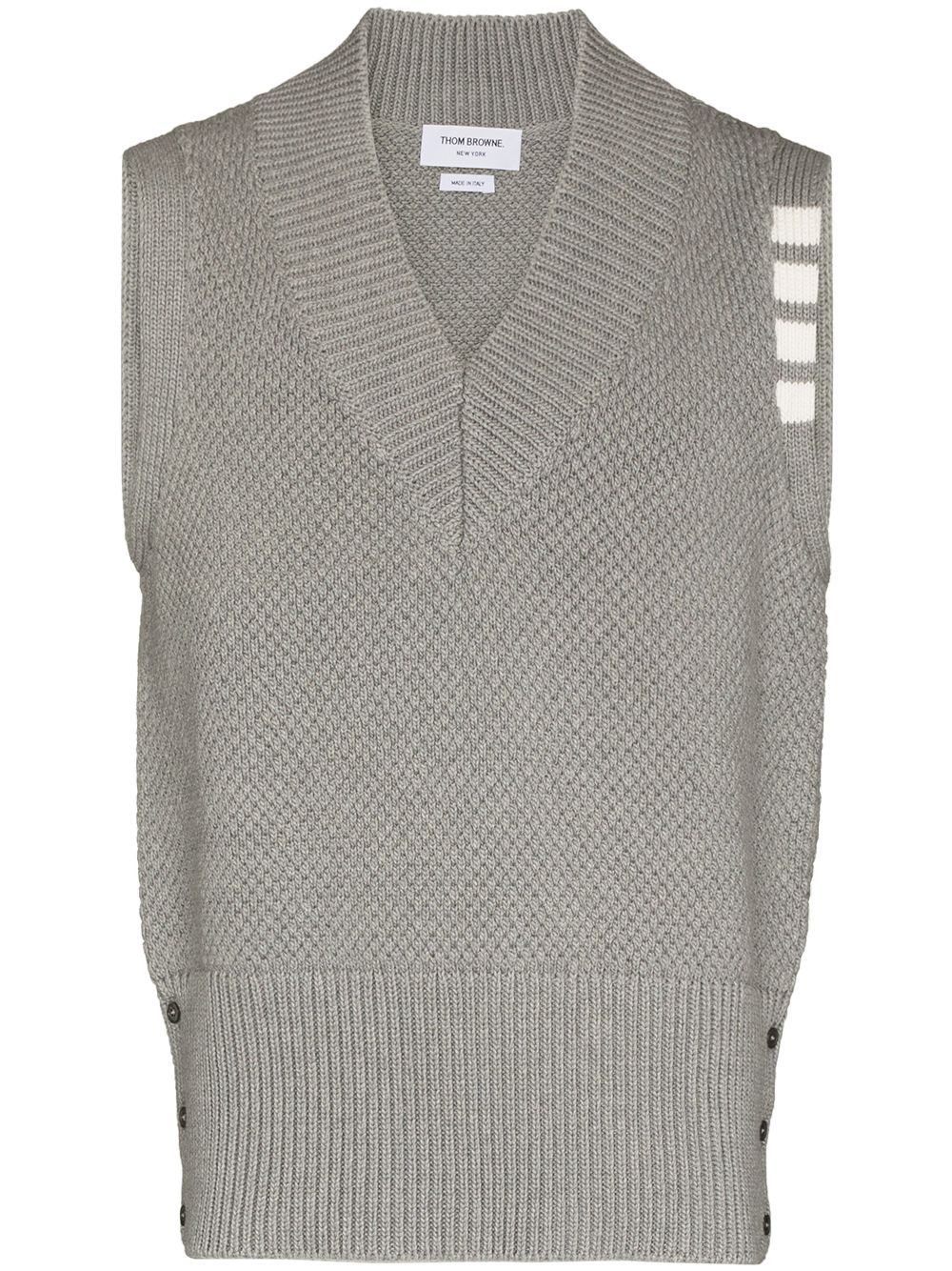 Thom Browne 四条纹V领马甲 - 灰色
