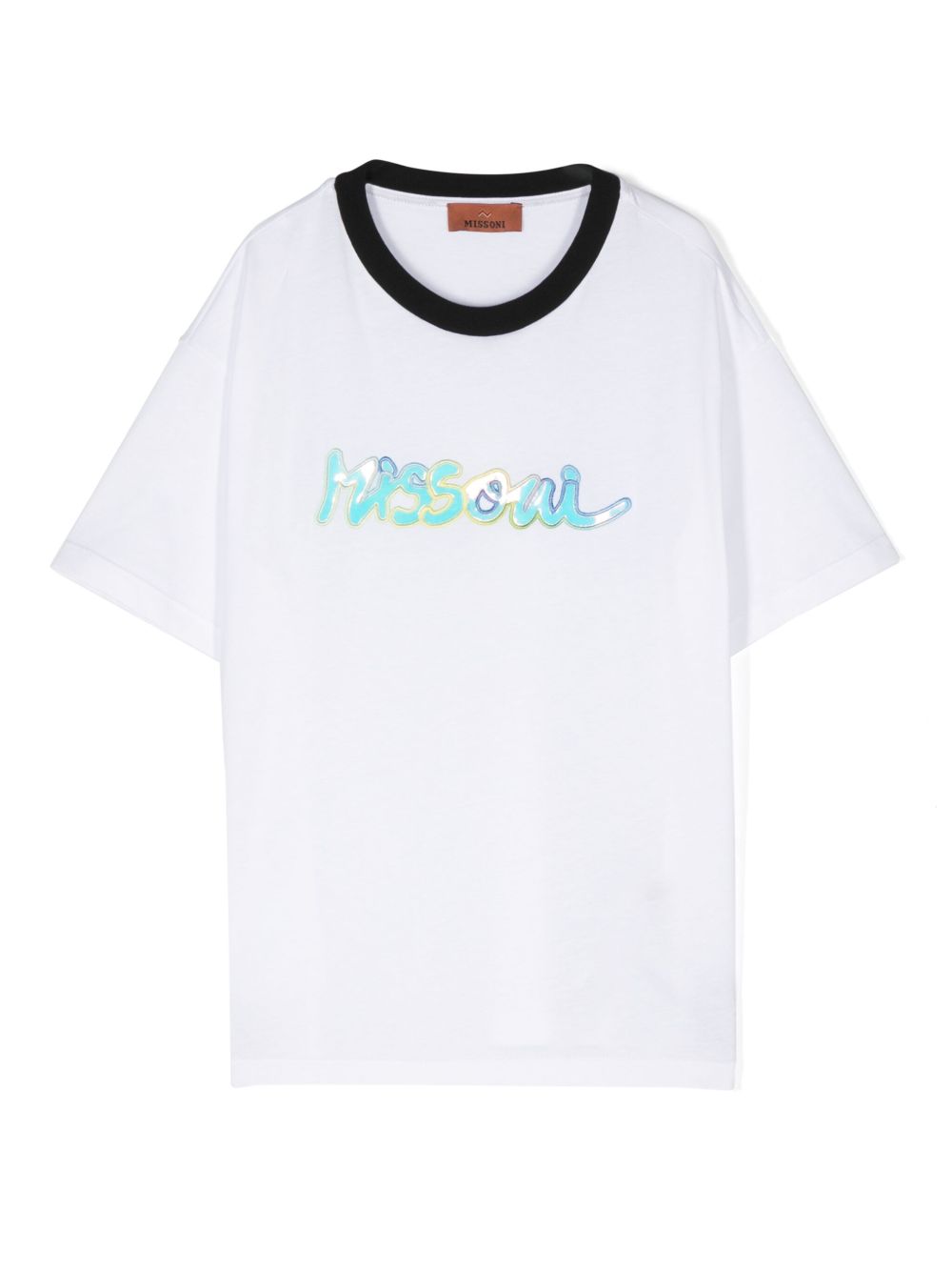 Missoni Kids logo刺绣T恤 - 白色