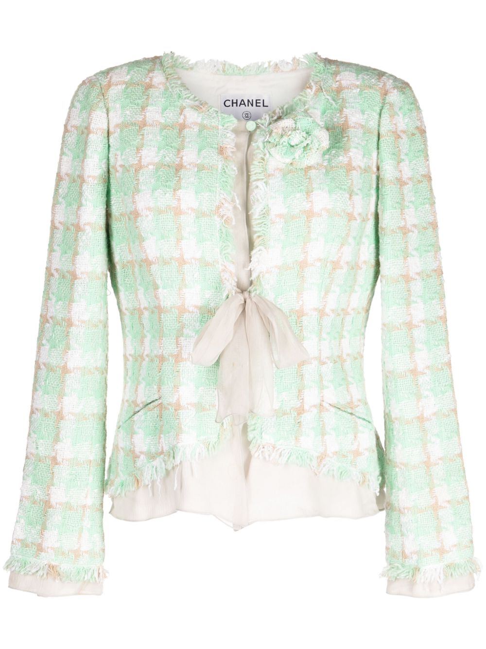 CHANEL Pre-Owned 蝴蝶结缀饰粗花呢夹克（2004年典藏款） - 彩色