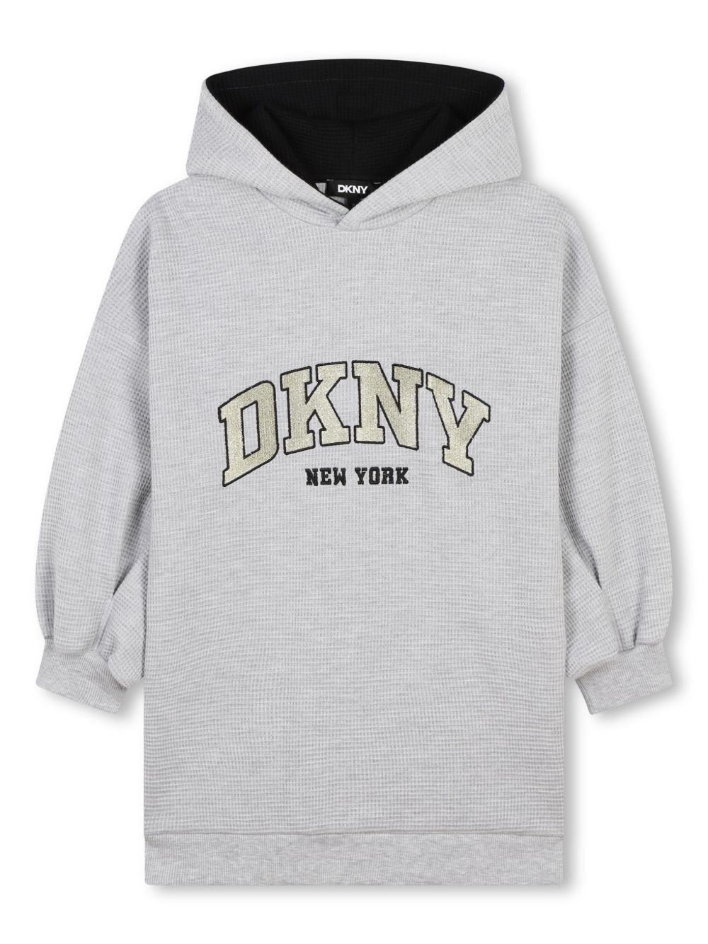 Dkny Kids logo刺绣连帽连衣裙 - 灰色