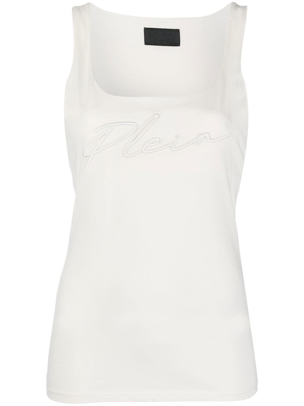 Philipp Plein logo刺绣坦克背心 - 白色