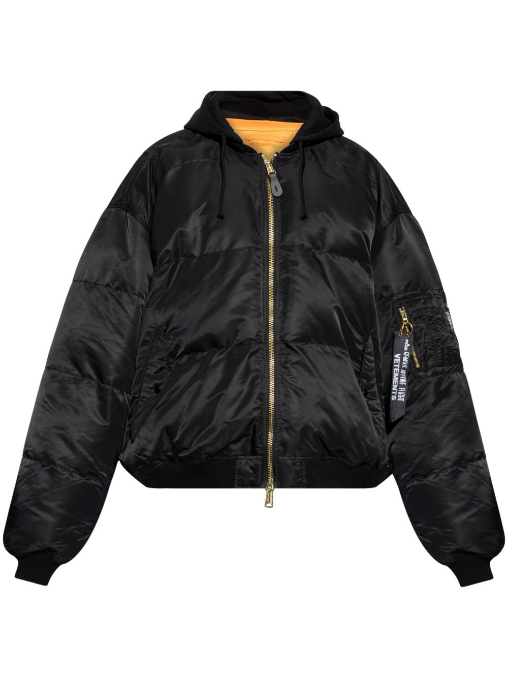 VETEMENTS 绗缝连帽飞行员夹克 - 黑色