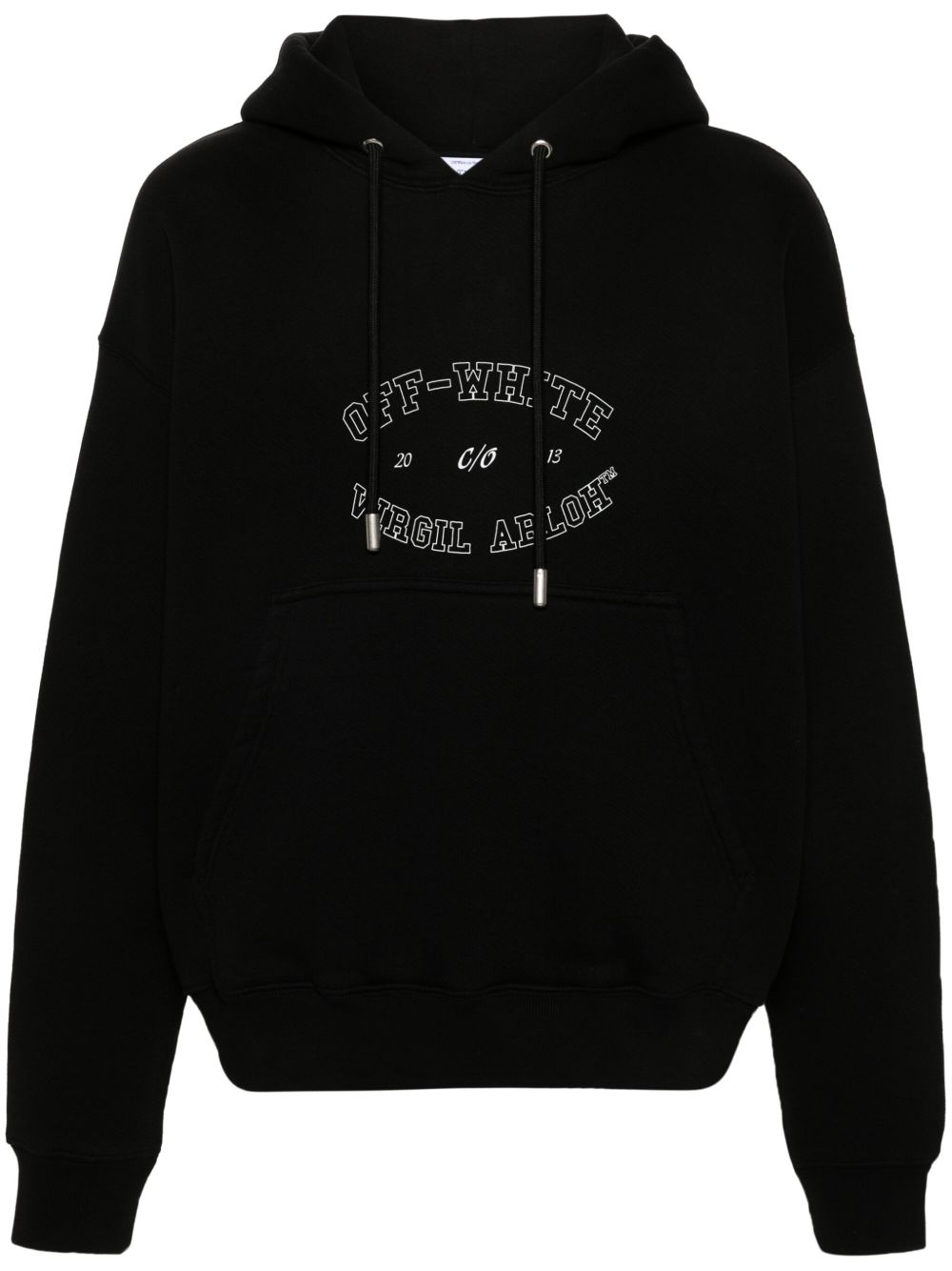 Off-White logo印花棉连帽衫 - 黑色
