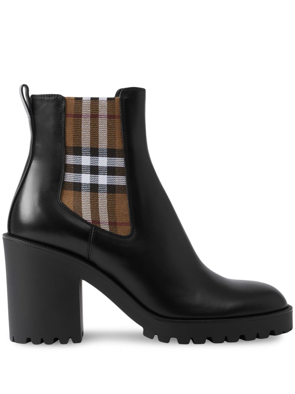 Burberry 双色格纹拼接及踝靴 - 黑色
