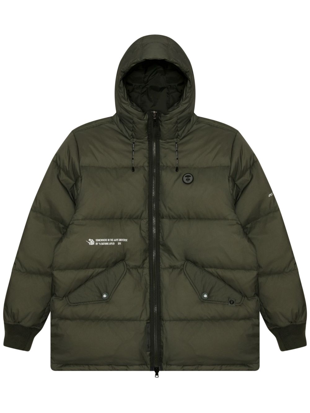 AAPE BY *A BATHING APE® logo印花绗缝羽绒夹克 - 绿色