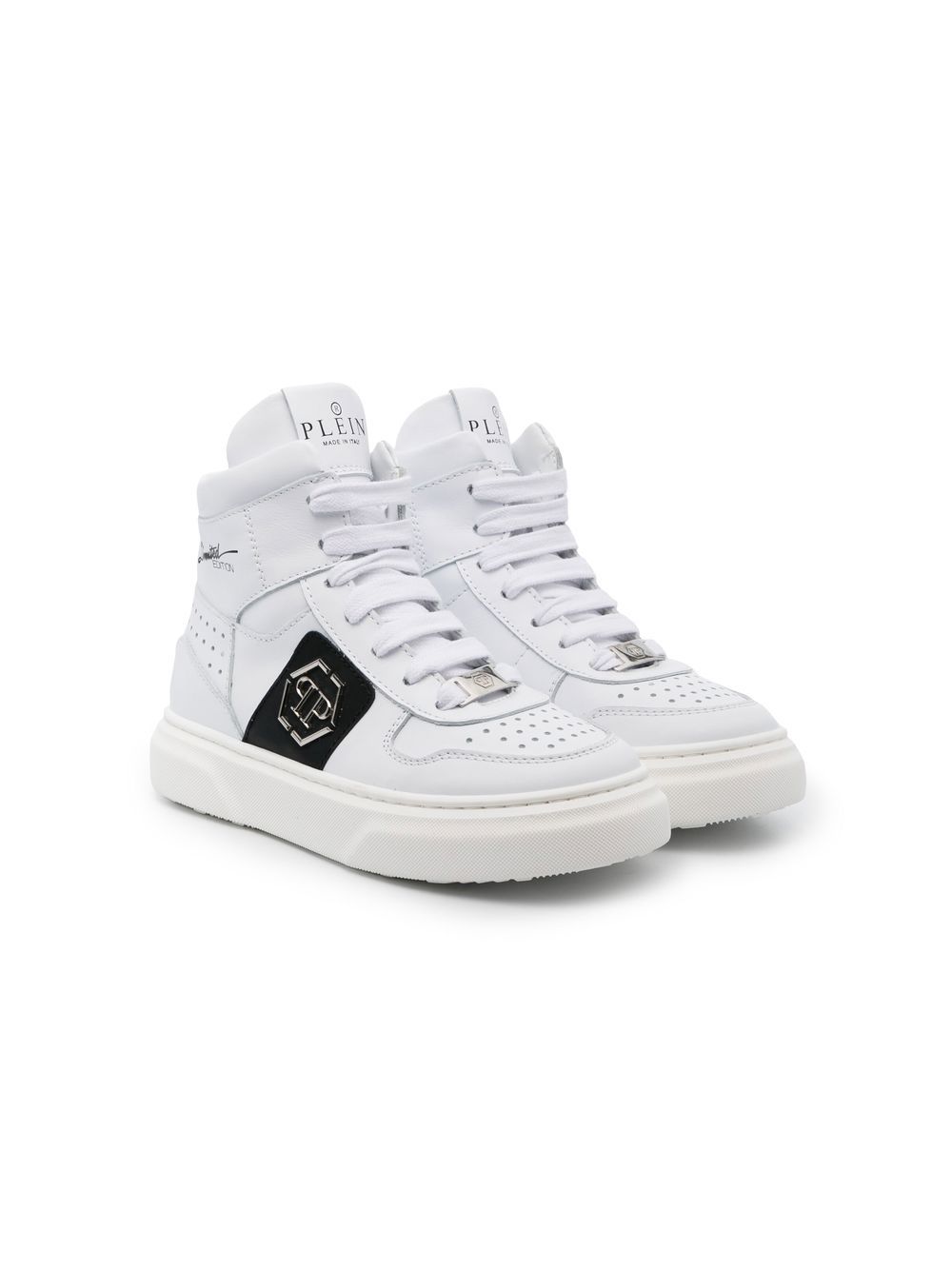 Philipp Plein Junior 限量logo印花运动鞋 - 白色