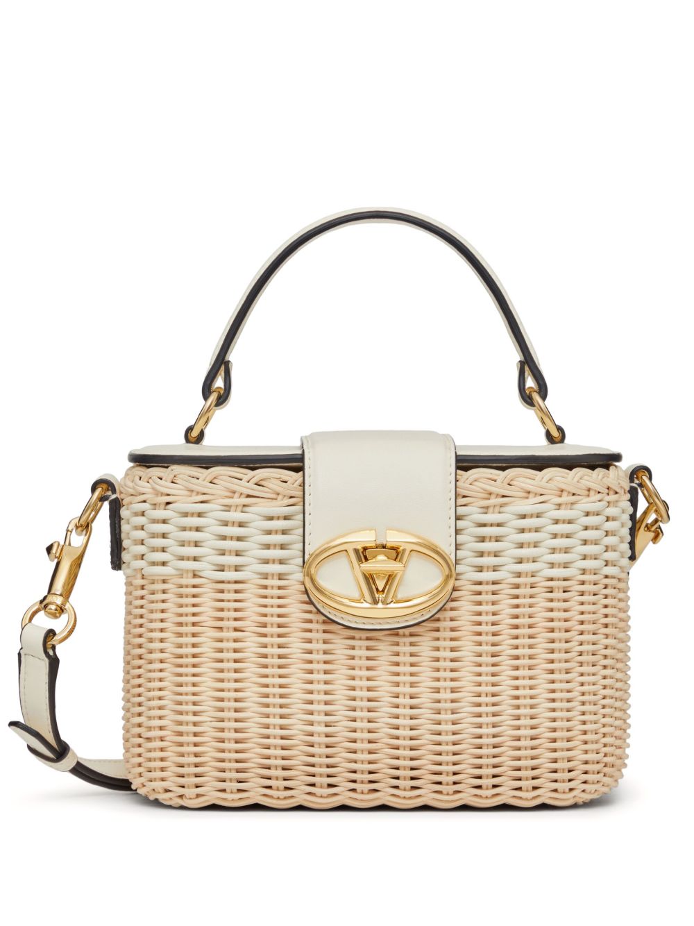 Valentino Garavani VLogo Signature 藤编化妆包 - 中性色